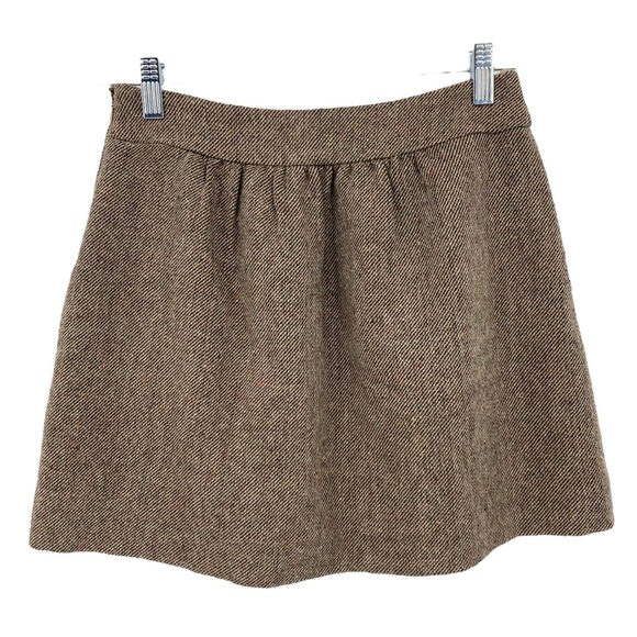 J.Crew Brown Tweed Wool Blend Mini Skirt Lined Slant Pockets Business Casual - Picture 8 of 9